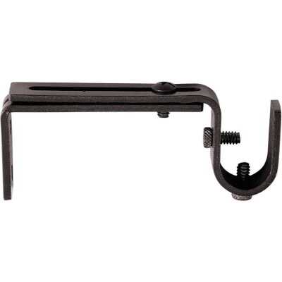 Kenney Adjustable Single Black Curtain Rod Bracket (2-Pack)