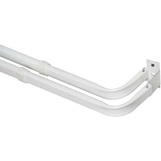 Kenney 48 In. To 86 In. Double White Curtain Rod
