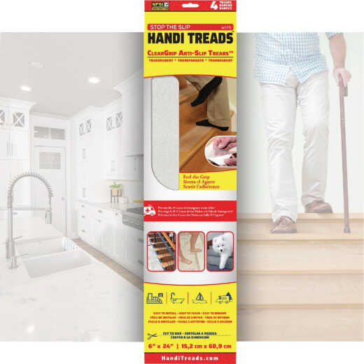 Handi Treads ClearGrip 6 In. W. x 24 In. L. Clear Non-Slip Grit Treads (4-Pack)