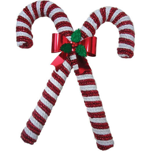 F C Young 15 In. Tinsel Double Candy Cane Holiday Decoration